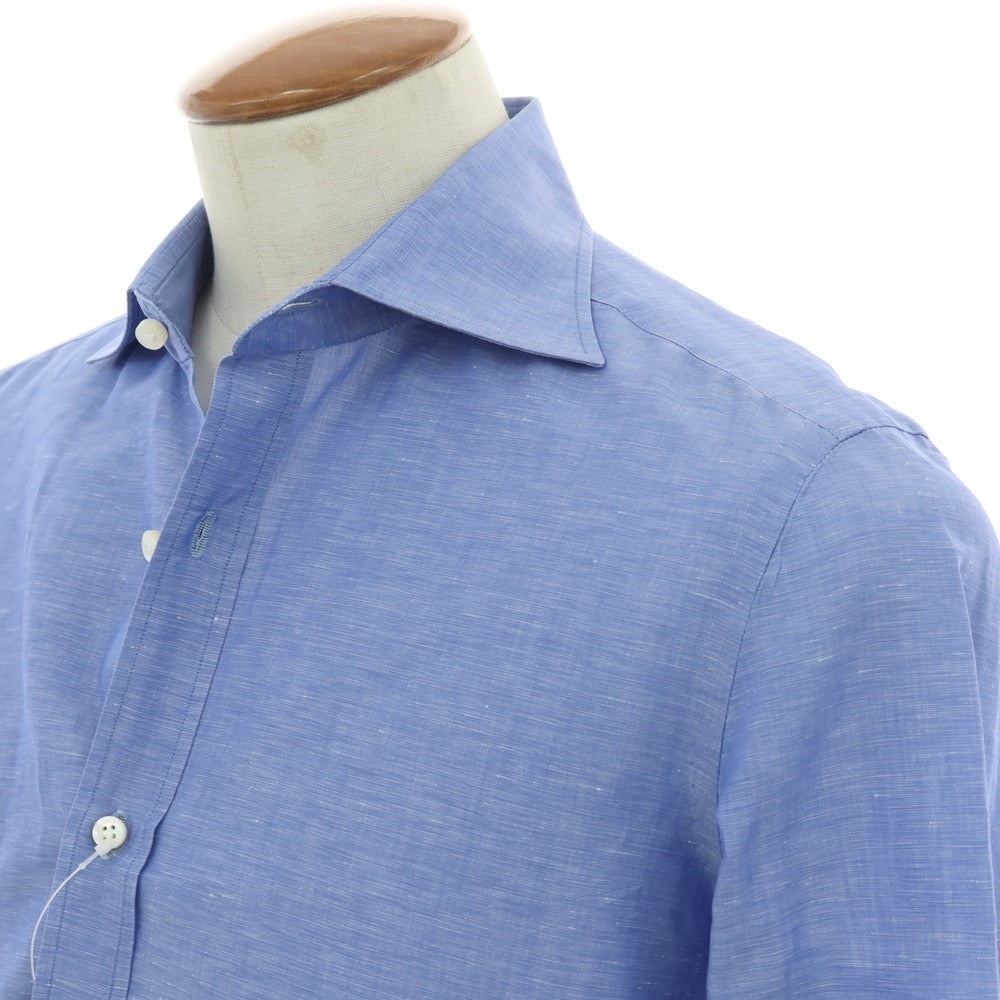 【中古】ルイジ ボレッリ Luigi Borrelli コットンリネン カジュアルシャツ ブルー【サイズ39】【 状態ランクB 】【 メンズ 】