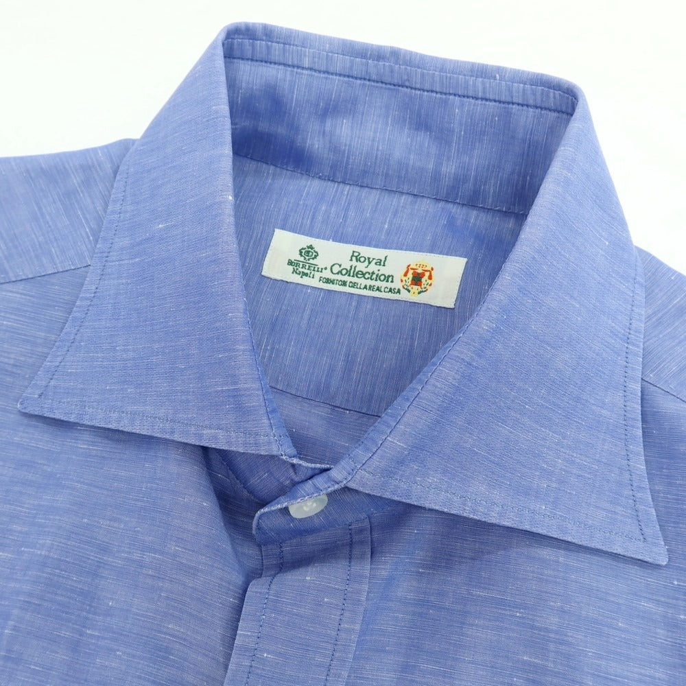 【中古】ルイジ ボレッリ Luigi Borrelli コットンリネン カジュアルシャツ ブルー【サイズ39】【 状態ランクB 】【 メンズ 】