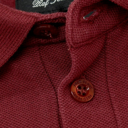 【中古】ラフシモンズ RAF SIMONS ×FRED PERRY コットン 鹿の子 半袖ポロシャツ ワインレッド【 L 】【 状態ランクC 】【 メンズ 】