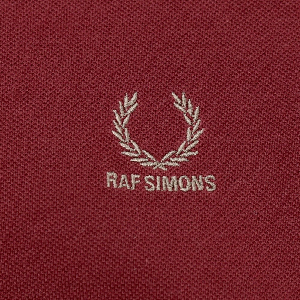 【中古】ラフシモンズ RAF SIMONS ×FRED PERRY コットン 鹿の子 半袖ポロシャツ ワインレッド【 L 】【 状態ランクC 】【 メンズ 】