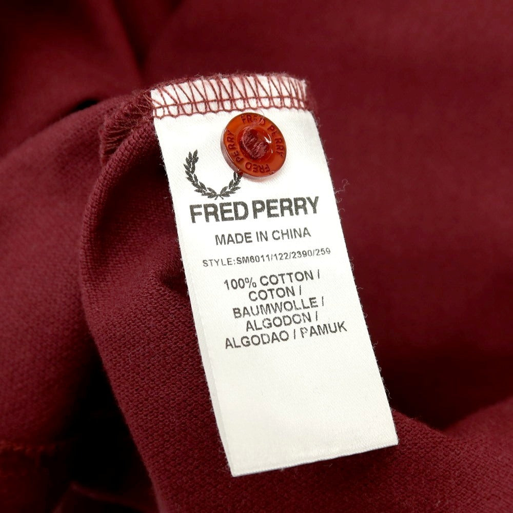 【中古】ラフシモンズ RAF SIMONS ×FRED PERRY コットン 鹿の子 半袖ポロシャツ ワインレッド【 L 】【 状態ランクC 】【 メンズ 】