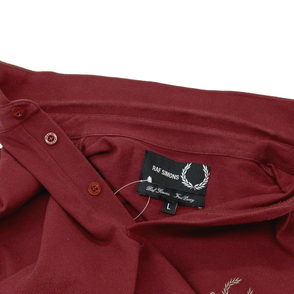 【中古】ラフシモンズ RAF SIMONS ×FRED PERRY コットン 鹿の子 半袖ポロシャツ ワインレッド【 L 】【 状態ランクC 】【 メンズ 】