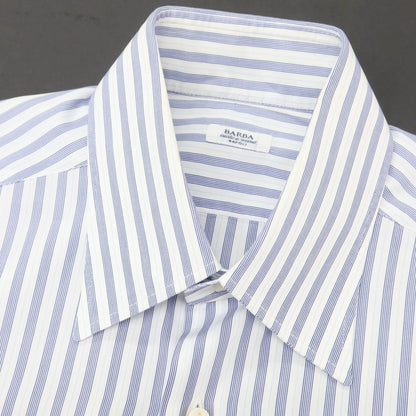 【中古】バルバ BARBA コットン ストライプ レギュラーカラー ドレスシャツ ホワイトxネイビー【 39 】【 状態ランクC 】【 メンズ 】