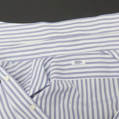 【中古】バルバ BARBA コットン ストライプ レギュラーカラー ドレスシャツ ホワイトxネイビー【 39 】【 状態ランクC 】【 メンズ 】