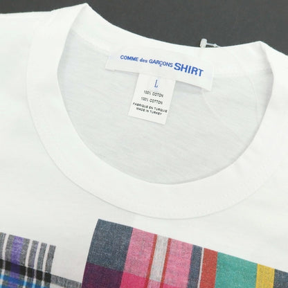 【中古】コムデギャルソンシャツ COMME des GARCONS SHIRT 2025年春夏 コットン クルーネック 半袖Ｔシャツ ホワイト【サイズL】【 状態ランクB 】【 メンズ 】 [EPD]