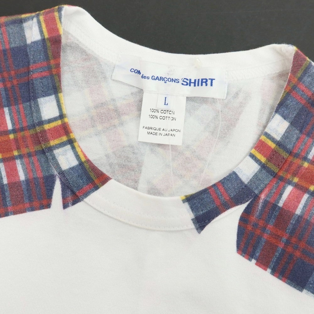 【中古】コムデギャルソンシャツ COMME des GARCONS SHIRT 2025年春夏 コットン クルーネック 半袖Ｔシャツ ホワイト【サイズL】【 状態ランクB 】【 メンズ 】