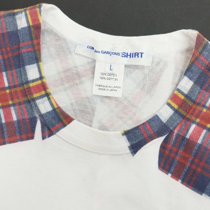 【中古】コムデギャルソンシャツ COMME des GARCONS SHIRT 2025年春夏 コットン クルーネック 半袖Ｔシャツ ホワイト【サイズL】【 状態ランクB 】【 メンズ 】