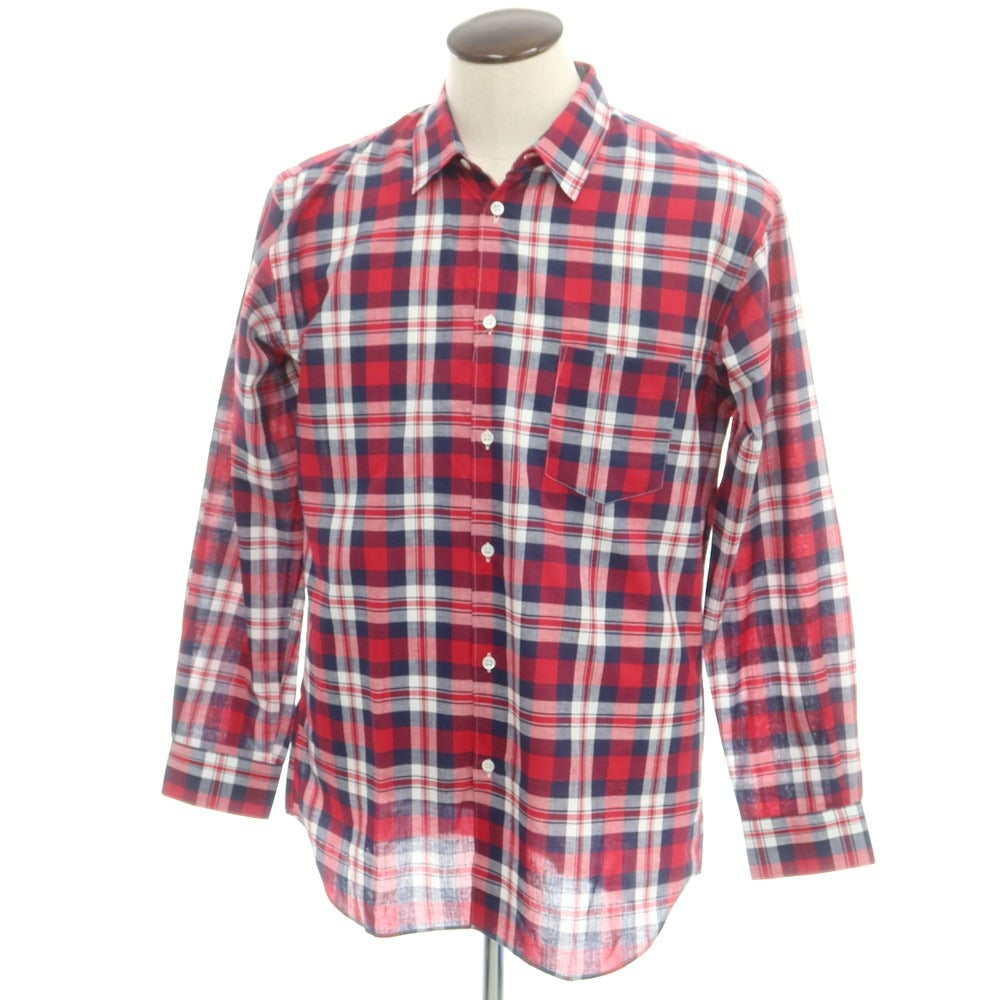 【中古】コムデギャルソンシャツ COMME des GARCONS SHIRT 2025年春夏 コットン チェック レギュラーカラー カジュアルシャツ レッドxネイビー【サイズL】【 状態ランクA 】【 メンズ 】 [CPD]