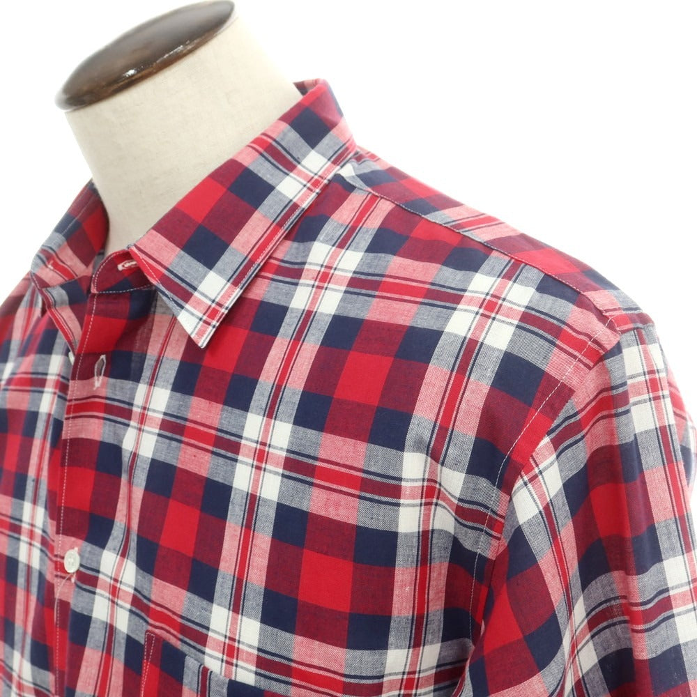 【中古】コムデギャルソンシャツ COMME des GARCONS SHIRT 2025年春夏 コットン チェック レギュラーカラー カジュアルシャツ レッドxネイビー【サイズL】【 状態ランクA 】【 メンズ 】 [CPD]