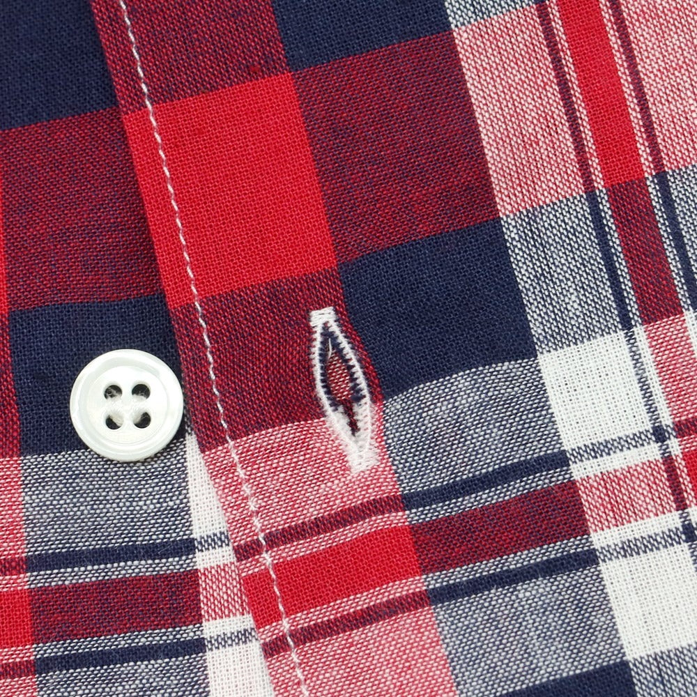 【中古】コムデギャルソンシャツ COMME des GARCONS SHIRT 2025年春夏 コットン チェック レギュラーカラー カジュアルシャツ レッドxネイビー【サイズL】【 状態ランクA 】【 メンズ 】 [CPD]