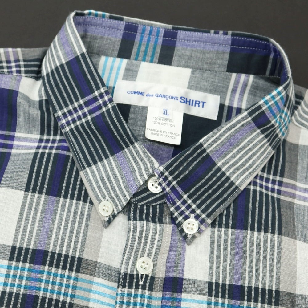 【中古】コムデギャルソンシャツ COMME des GARCONS SHIRT 2025年春夏 コットン チェック ボタンダウン カジュアルシャツ ダークグリーンxホワイト【サイズXL】【 状態ランクA 】【 メンズ 】 [CPD]