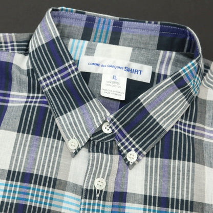 【中古】コムデギャルソンシャツ COMME des GARCONS SHIRT 2025年春夏 コットン チェック ボタンダウン カジュアルシャツ ダークグリーンxホワイト【 XL 】【 状態ランクA 】【 メンズ 】