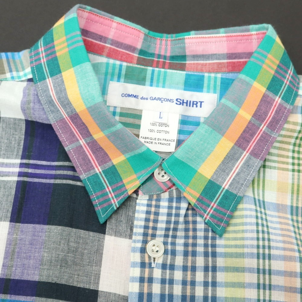 【中古】コムデギャルソンシャツ COMME des GARCONS SHIRT 2025年春夏 コットン チェック レギュラーカラー カジュアルシャツ マルチカラー【 L 】【 状態ランクA 】【 メンズ 】