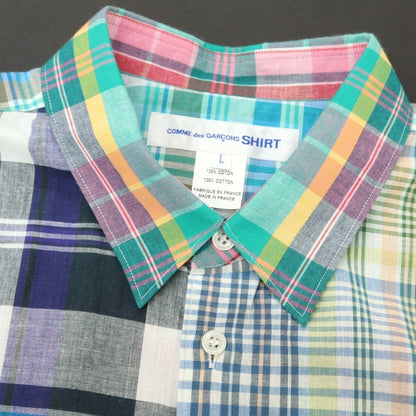 【中古】コムデギャルソンシャツ COMME des GARCONS SHIRT 2025年春夏 コットン チェック レギュラーカラー カジュアルシャツ マルチカラー【 L 】【 状態ランクA 】【 メンズ 】