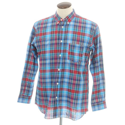 【中古】コムデギャルソンシャツ COMME des GARCONS SHIRT 2025年春夏 コットン チェック ボタンダウン カジュアルシャツ ライトブルーxレッド【 L 】【 状態ランクA 】【 メンズ 】