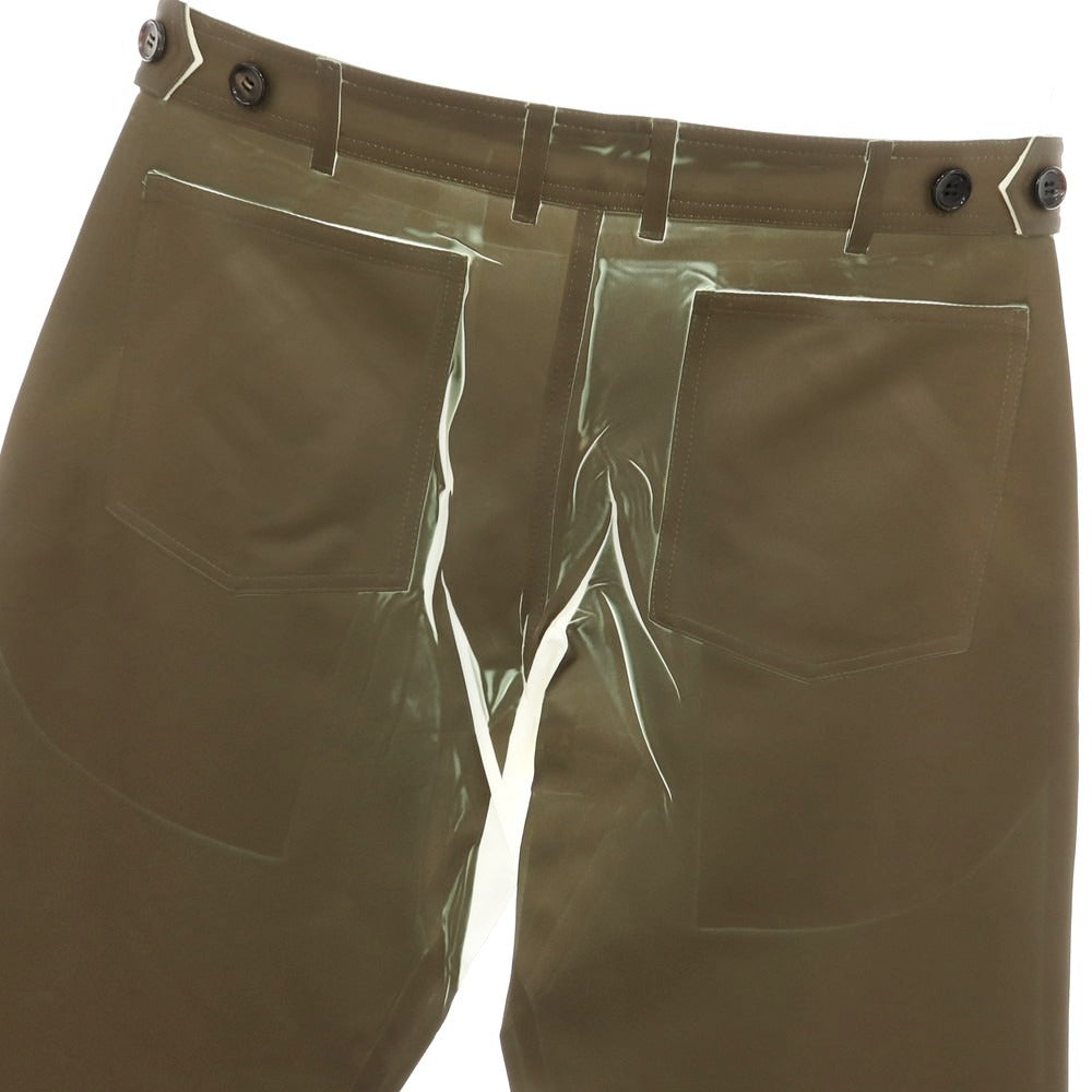 【中古】コムデギャルソンシャツ COMME des GARCONS SHIRT 2025年春夏 ペイント ポリエステル カジュアルスラックスパンツ オリーブ【 S 】【 状態ランクA 】【 メンズ 】