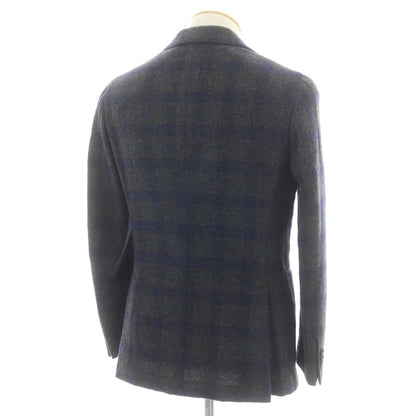 【中古】モンテドーロ Montedoro ウールモヘヤ チェック テーラードジャケット グレーxネイビー【 44 】【 状態ランクB 】【 メンズ 】