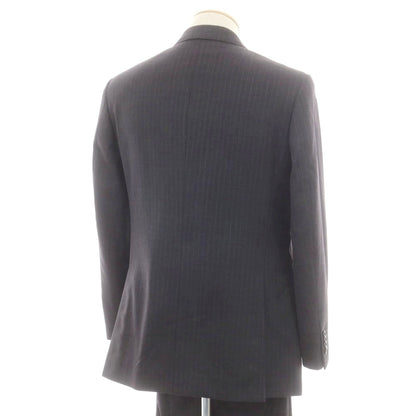【中古】オンワード ONWARD Production Development Division ウール ストライプ ダブルスーツ グレー【 上D646/下A80 】【 状態ランクA 】【 メンズ 】
