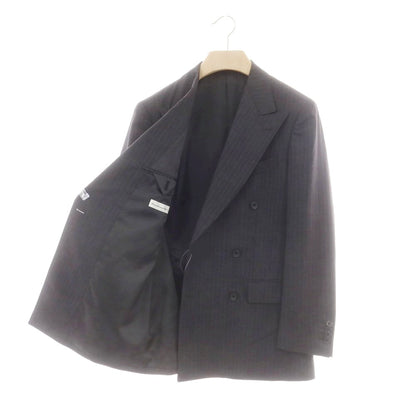 【中古】オンワード ONWARD Production Development Division ウール ストライプ ダブルスーツ グレー【 上D646/下A80 】【 状態ランクA 】【 メンズ 】