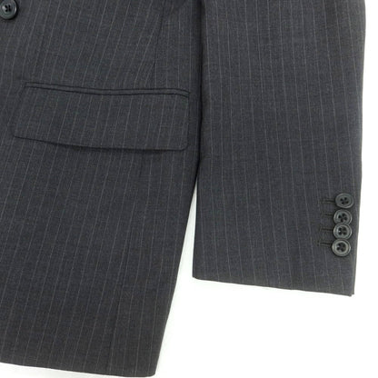 【中古】オンワード ONWARD Production Development Division ウール ストライプ ダブルスーツ グレー【 上D646/下A80 】【 状態ランクA 】【 メンズ 】