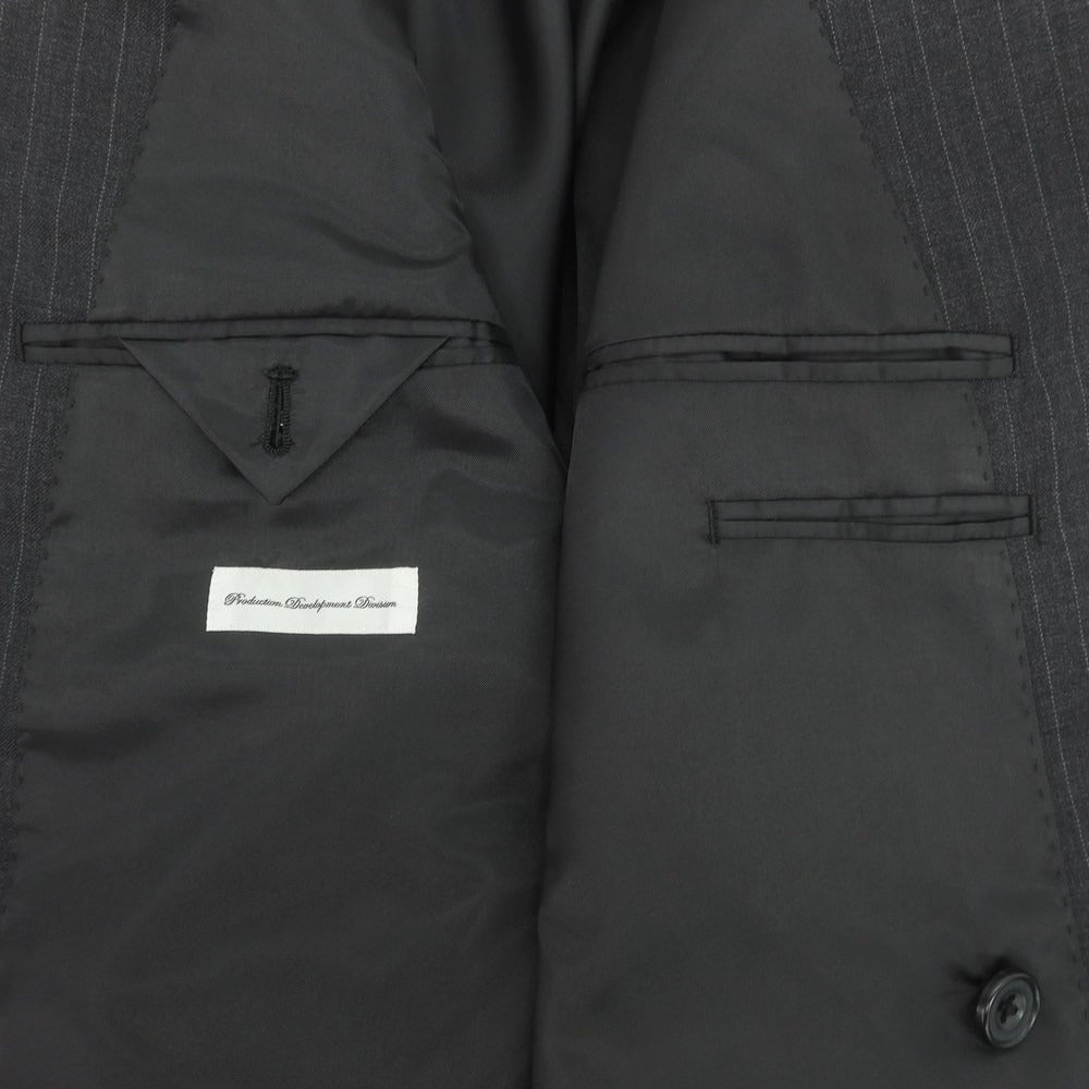 【中古】オンワード ONWARD Production Development Division ウール ストライプ ダブルスーツ グレー【 上D646/下A80 】【 状態ランクA 】【 メンズ 】