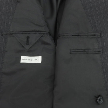 【中古】オンワード ONWARD Production Development Division ウール ストライプ ダブルスーツ グレー【 上D646/下A80 】【 状態ランクA 】【 メンズ 】