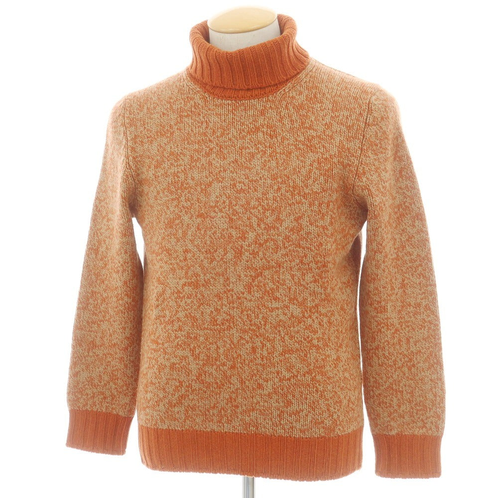 【中古】グランサッソ GRAN SASSO ミドルゲージ ウール タートルネック プルオーバーニット ダークオレンジxベージュ【 46 】【 状態ランクB 】【 メンズ 】