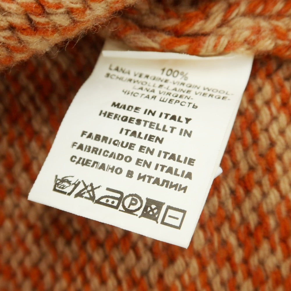 【中古】グランサッソ GRAN SASSO ミドルゲージ ウール タートルネック プルオーバーニット ダークオレンジxベージュ【 46 】【 状態ランクB 】【 メンズ 】