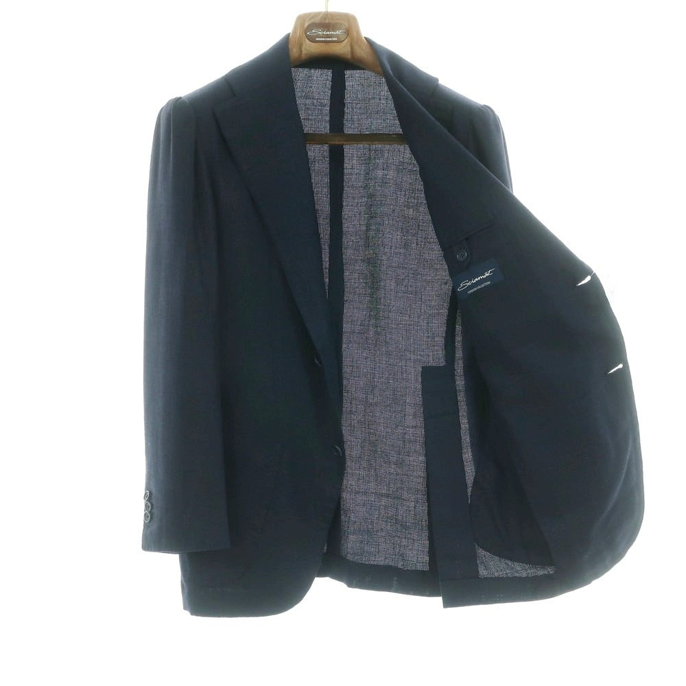 【中古】シャマット Sciamat ウールシルクリネン テーラードジャケット ライトネイビー【 46 】【 状態ランクB 】【 メンズ 】