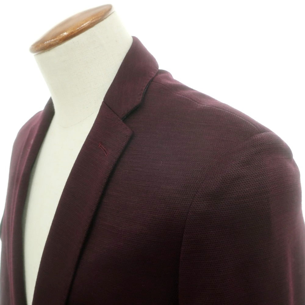 【中古】【未使用】ハイストリート HIGH STREET リネンコットンジャージー カジュアルジャケット ワイン【 L 】【 状態ランクS 】【 メンズ 】