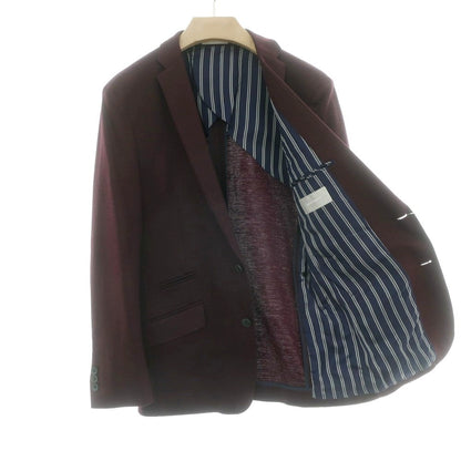 【中古】【未使用】ハイストリート HIGH STREET リネンコットンジャージー カジュアルジャケット ワイン【 L 】【 状態ランクS 】【 メンズ 】