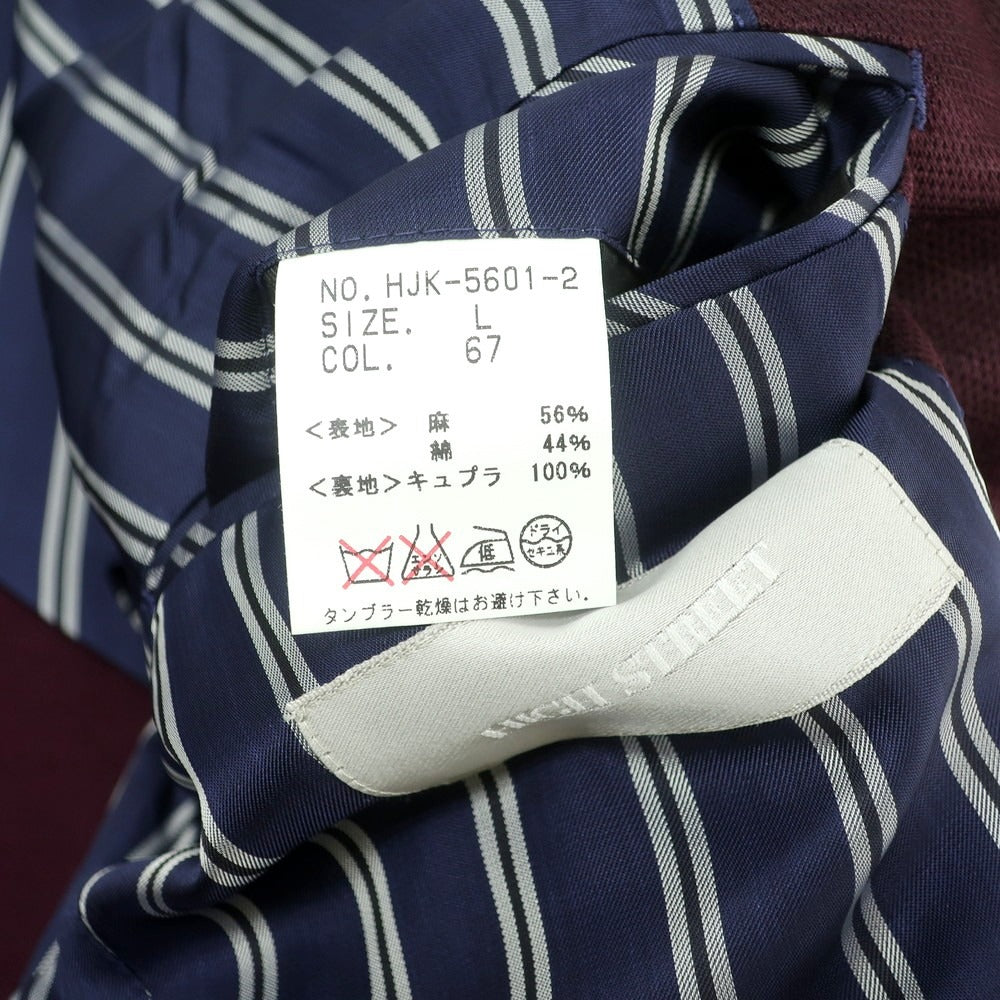 【中古】【未使用】ハイストリート HIGH STREET リネンコットンジャージー カジュアルジャケット ワイン【 L 】【 状態ランクS 】【 メンズ 】