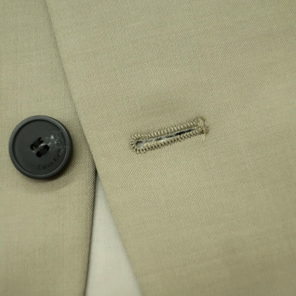 【中古】【未使用】カルバンクライン Calvin Klein ウールモヘヤ テーラードジャケット カーキ系【 38 】【 状態ランクS 】【 メンズ 】