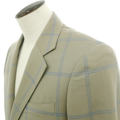 【中古】【未使用】カルバンクライン Calvin Klein ウールモヘヤ チェック テーラードジャケット カーキ系xブルー【 40 】【 状態ランクS 】【 メンズ 】