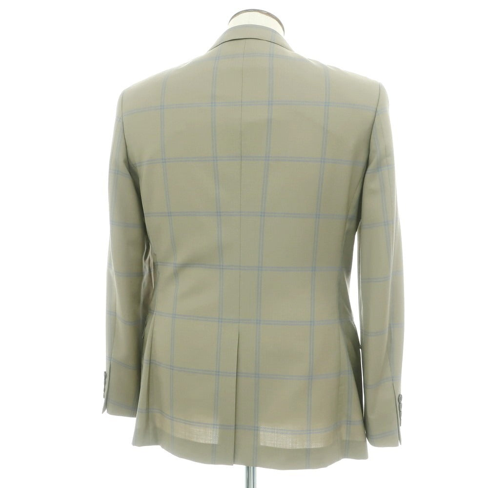 【中古】【未使用】カルバンクライン Calvin Klein ウールモヘヤ チェック テーラードジャケット カーキ系xブルー【 40 】【 状態ランクS 】【 メンズ 】