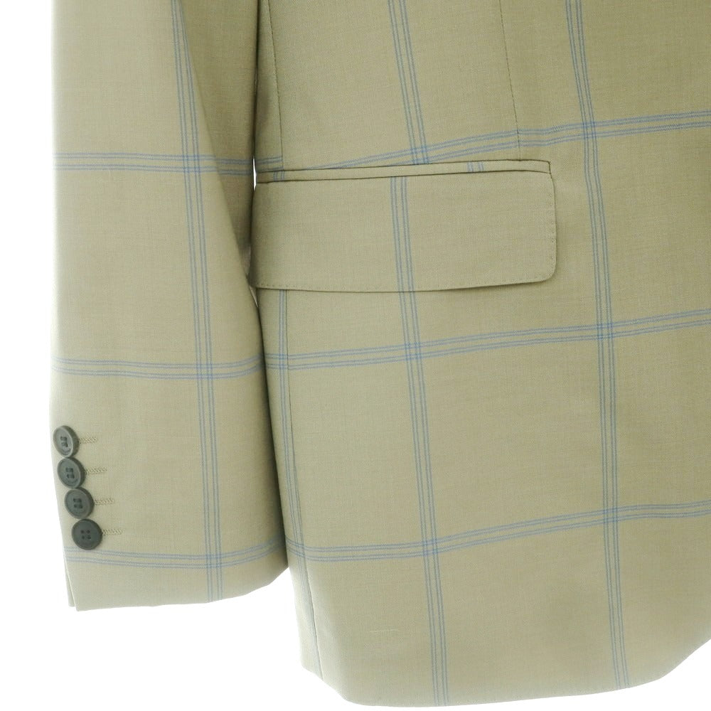 【中古】【未使用】カルバンクライン Calvin Klein ウールモヘヤ チェック テーラードジャケット カーキ系xブルー【 40 】【 状態ランクS 】【 メンズ 】