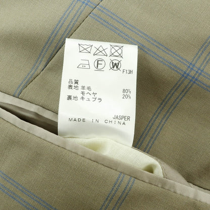 【中古】【未使用】カルバンクライン Calvin Klein ウールモヘヤ チェック テーラードジャケット カーキ系xブルー【 40 】【 状態ランクS 】【 メンズ 】