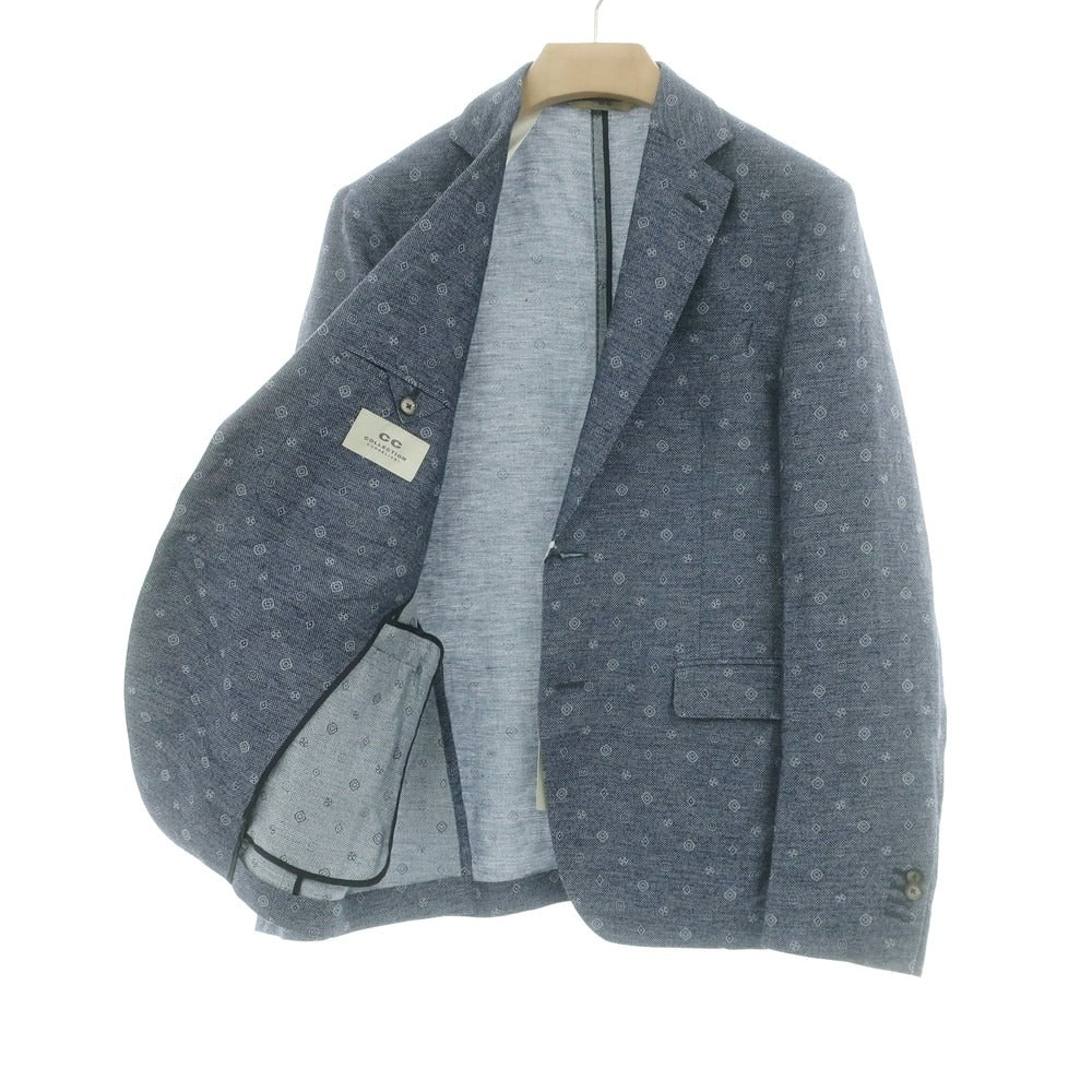 【中古】【未使用】コルネリアーニ CORNELIANI リネンコットン 小紋柄 カジュアルジャケット ネイビーxホワイト【 50 】【 状態ランクS 】【 メンズ 】