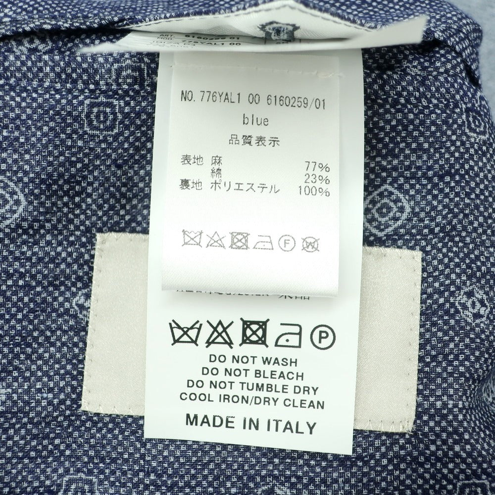 【中古】【未使用】コルネリアーニ CORNELIANI リネンコットン 小紋柄 カジュアルジャケット ネイビーxホワイト【 50 】【 状態ランクS 】【 メンズ 】