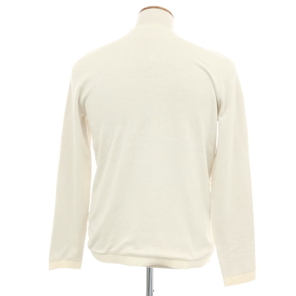 【中古】アルマーニ コレッツォーニ ARMANI COLLEZIONI コットンシルク クルーネック プルオーバーニット アイボリーxベージュ【サイズEU48】【 状態ランクB 】【 メンズ 】 [CPD]