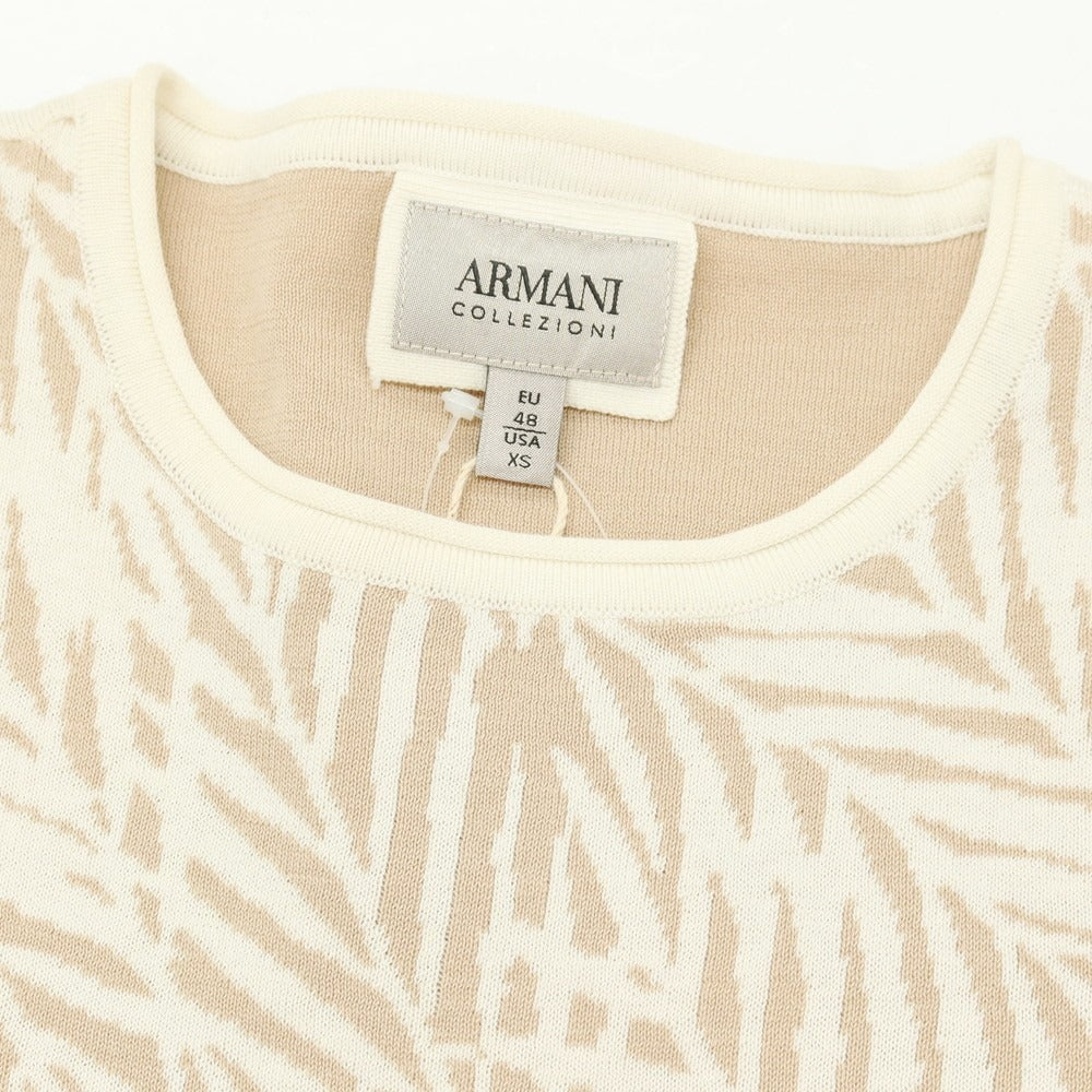 【中古】アルマーニ コレッツォーニ ARMANI COLLEZIONI コットンシルク クルーネック プルオーバーニット アイボリーxベージュ【サイズEU48】【 状態ランクB 】【 メンズ 】 [CPD]
