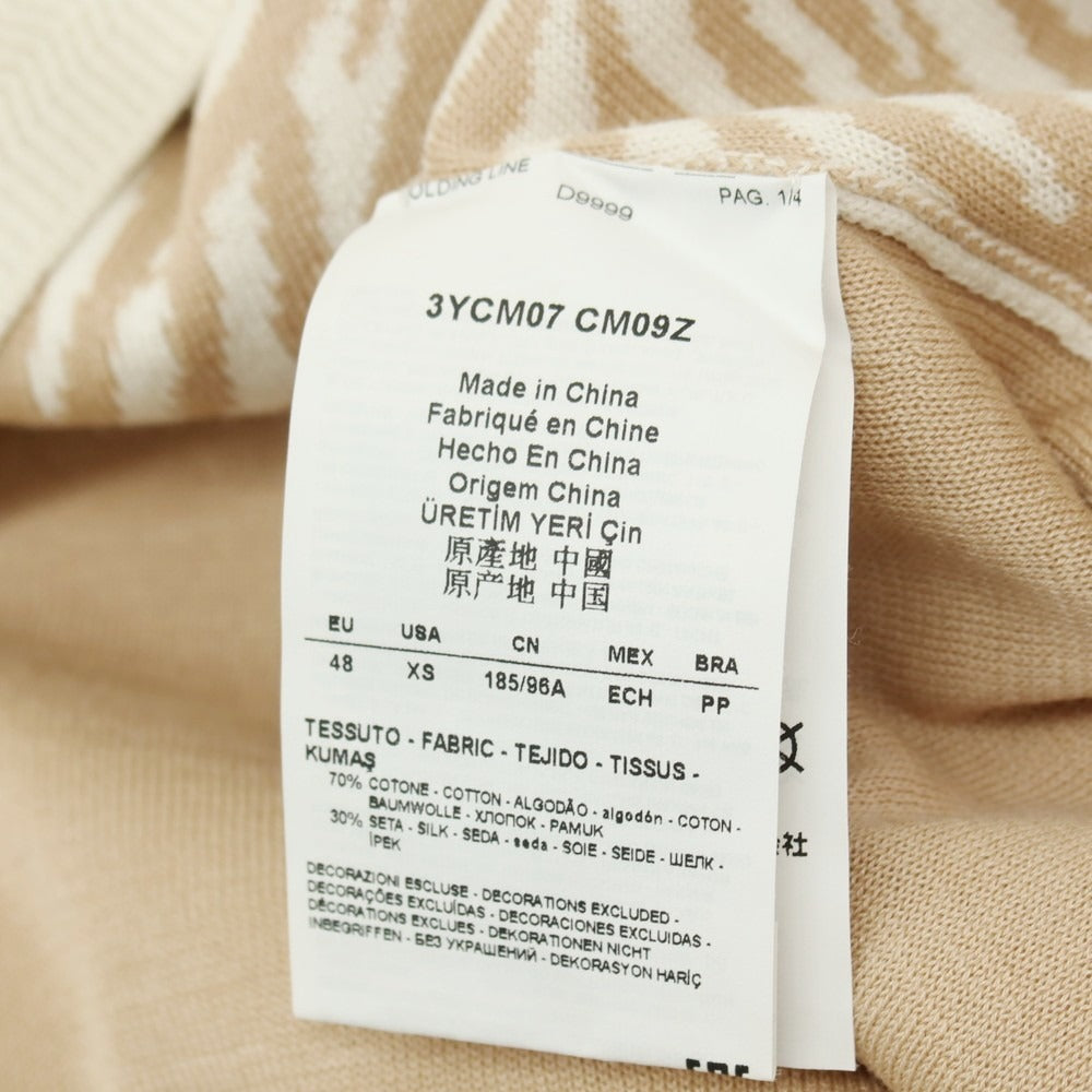 【中古】アルマーニ コレッツォーニ ARMANI COLLEZIONI コットンシルク クルーネック プルオーバーニット アイボリーxベージュ【 EU48 】【 状態ランクB 】【 メンズ 】