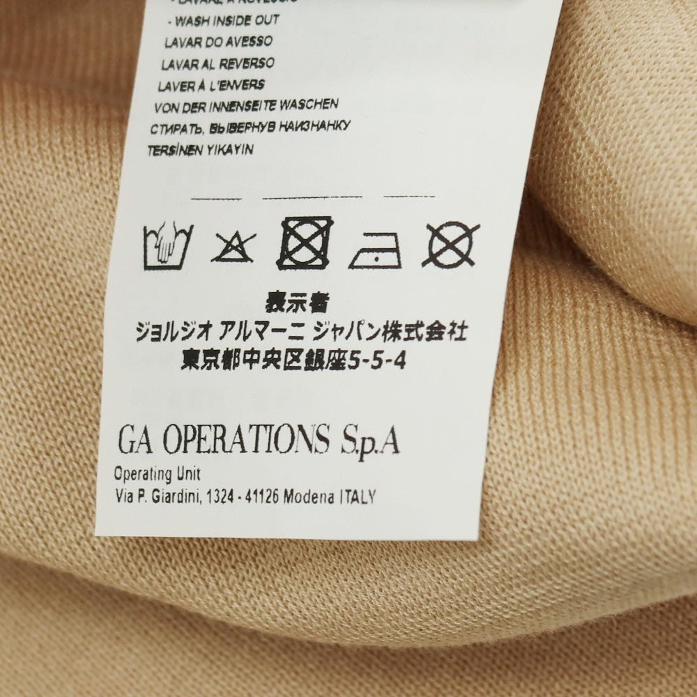 【中古】アルマーニ コレッツォーニ ARMANI COLLEZIONI コットンシルク クルーネック プルオーバーニット アイボリーxベージュ【サイズEU48】【 状態ランクB 】【 メンズ 】 [CPD]