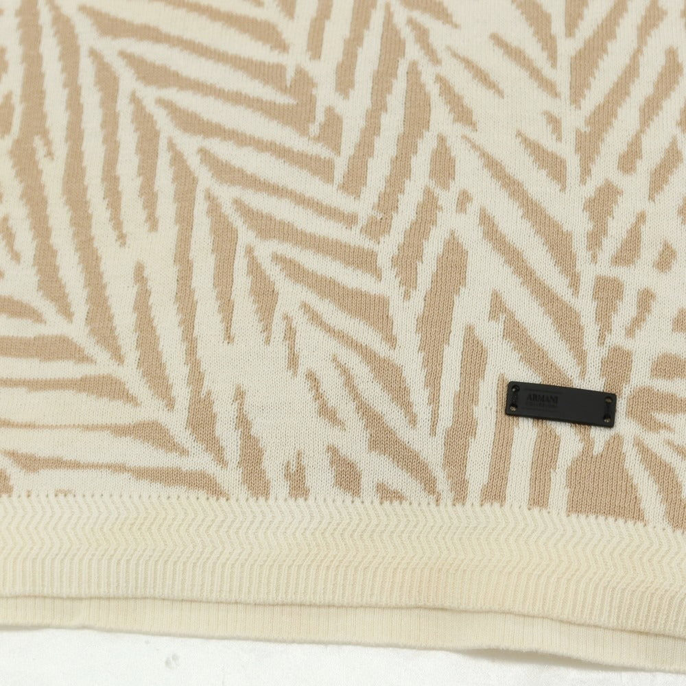 【中古】アルマーニ コレッツォーニ ARMANI COLLEZIONI コットンシルク クルーネック プルオーバーニット アイボリーxベージュ【 EU48 】【 状態ランクB 】【 メンズ 】