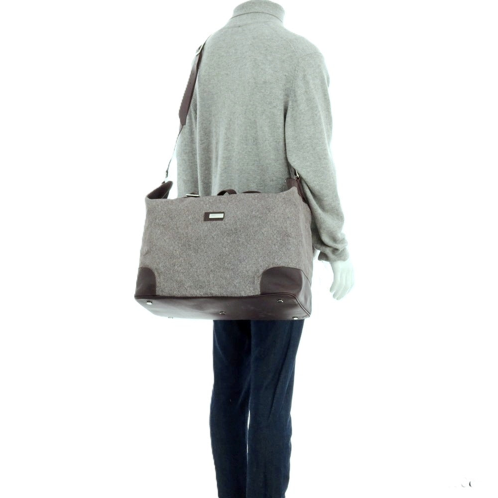 【中古】アルマーニ コレッツォーニ ARMANI COLLEZIONI ポリエステル×レザー 2WAY ショルダーバッグ グレーxバーガンディ【 状態ランクB 】【 メンズ 】 [APD]