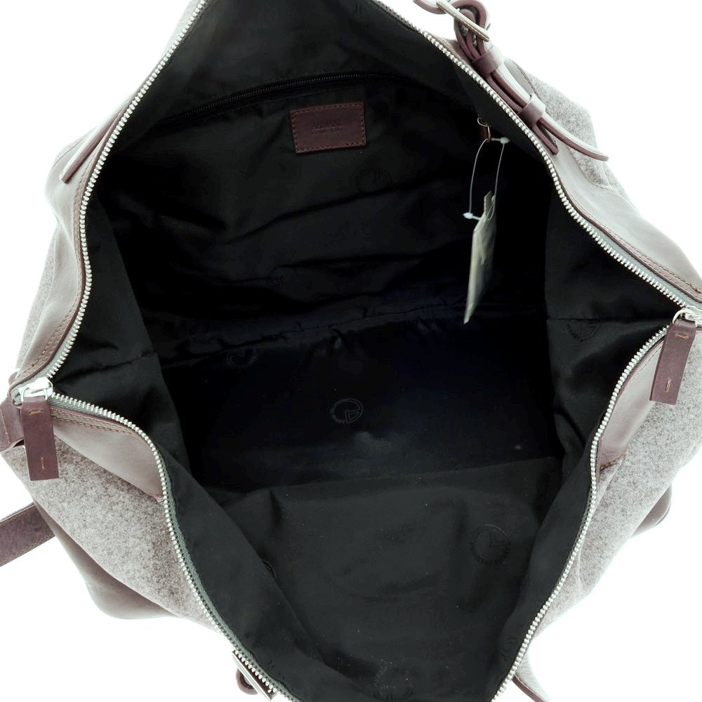 【中古】アルマーニ コレッツォーニ ARMANI COLLEZIONI ポリエステル×レザー 2WAY ショルダーバッグ グレーxバーガンディ【 状態ランクB 】【 メンズ 】 [APD]