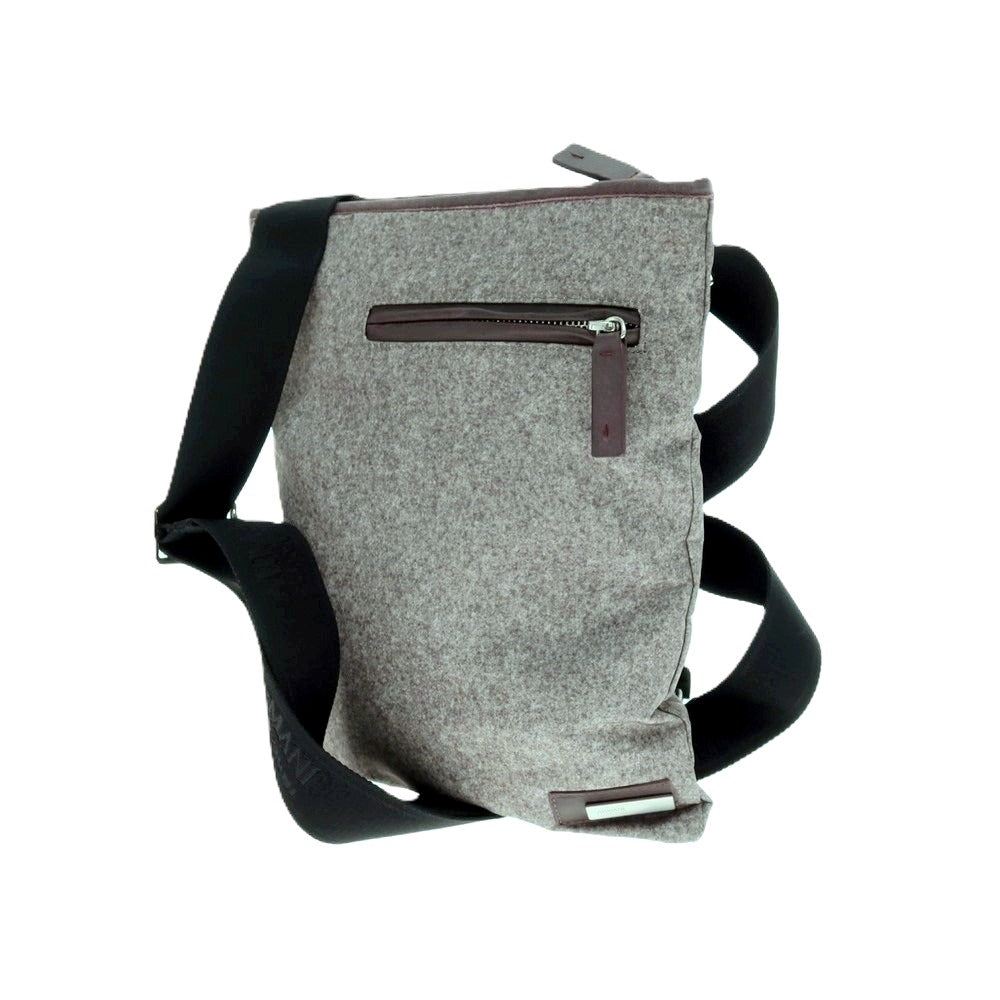 【中古】アルマーニ コレッツォーニ ARMANI COLLEZIONI ポリエステル×レザー ショルダーバッグ グレーxバーガンディ【 状態ランクB 】【 メンズ 】 [CPD]