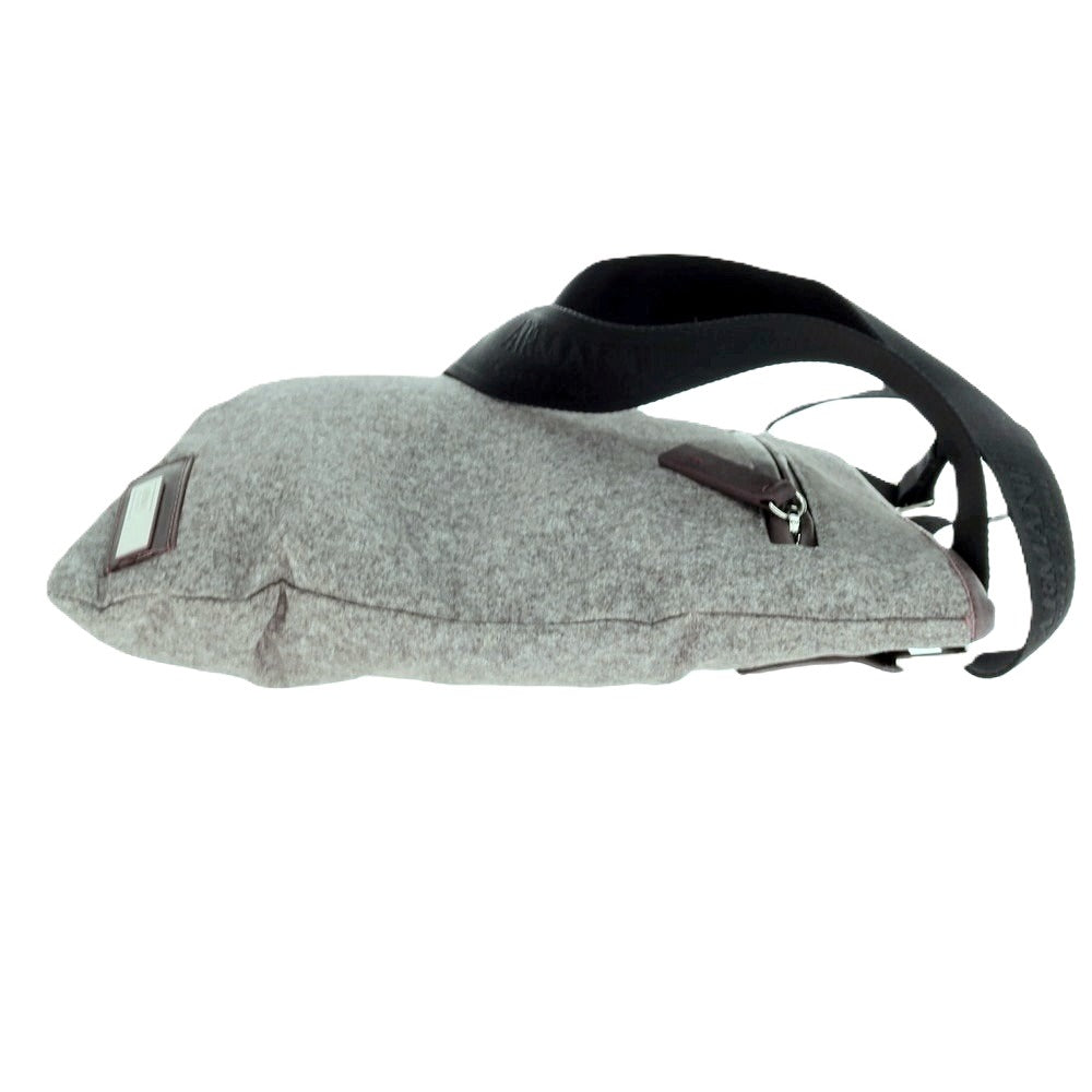 【中古】アルマーニ コレッツォーニ ARMANI COLLEZIONI ポリエステル×レザー ショルダーバッグ グレーxバーガンディ【 状態ランクB 】【 メンズ 】 [CPD]