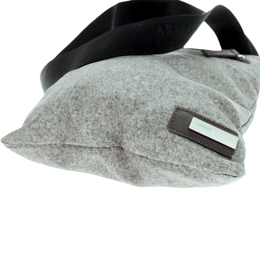 【中古】アルマーニ コレッツォーニ ARMANI COLLEZIONI ポリエステル×レザー ショルダーバッグ グレーxバーガンディ【 状態ランクB 】【 メンズ 】 [CPD]
