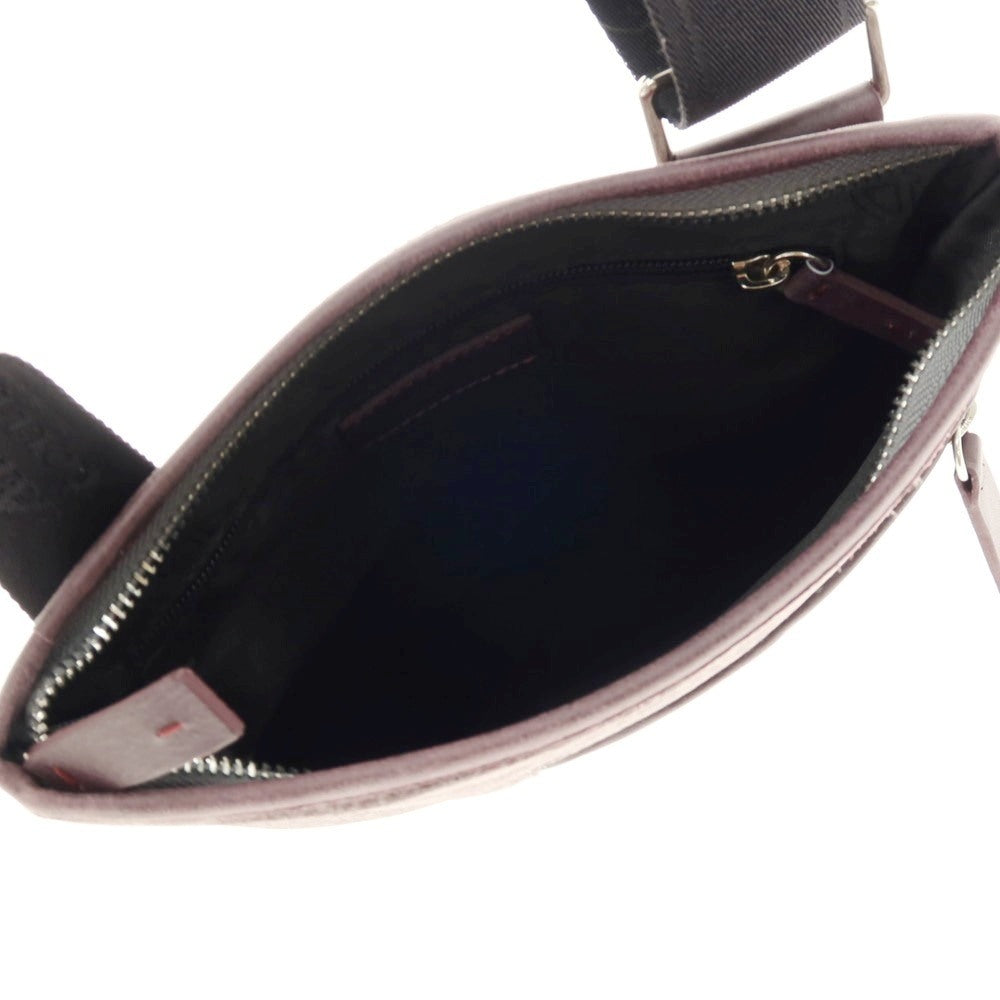 【中古】アルマーニ コレッツォーニ ARMANI COLLEZIONI ポリエステル×レザー ショルダーバッグ グレーxバーガンディ【 状態ランクB 】【 メンズ 】 [CPD]